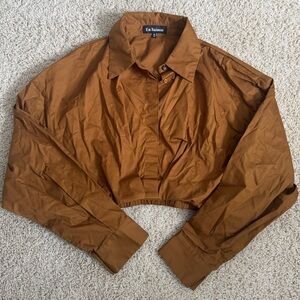 En Saison cropped collared shirt